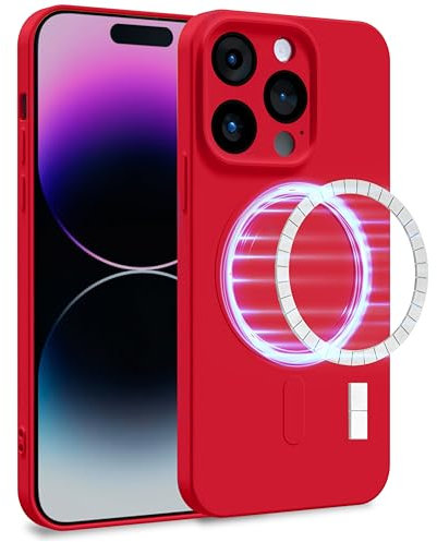 MyGadget Funda [ Compatible con MagSafe ] para Apple iPhone 14 Pro en Silicona TPU - Carcasa de Doble Capa - Case Resistente Antigolpes y Anti choques - Ultra Protectora Rojo