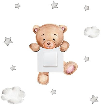 Niedliche Cartoon-Bären-Lichtschalter-Aufkleber - Wandtattoos rund um Lichtschalter und Steckdosen für Kinderzimmer