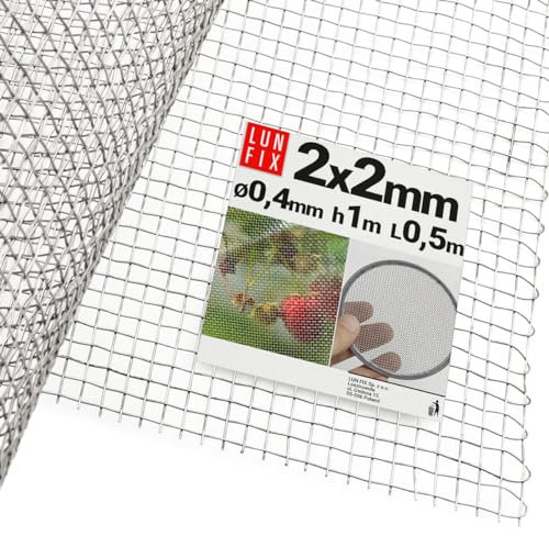 2 x 2 mm Edelstahlgitter 1 x 0,5 m Feinmaschig ø 0,4 mm Filtersieb Fliegengitter Edelstahl AISI 304 Edelstahlgewebe