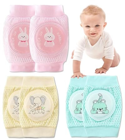 AORHOFJ Rodilleras Bebe Gateo, rodilleras bebe,rodilleras gateo,3 Pares Transpirable Rodilleras Antideslizantes para Bebé Protectores Rodillas para Bebé Unisex,rodilleras para bebe gatear(0-3 años)