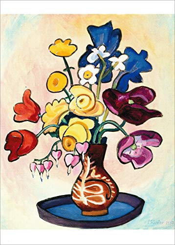 Kunstkarte Gabriele Münter Bunter Strauß in brauner Vase