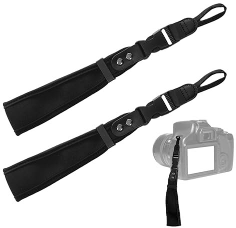 FUIPVGI 2 Pcs Camera Wrist Strap Universal Camera Wrist Strap with Quick Release Camera Hand Strap Camera Cage Wrist Strap for DSLR & SLR: Sony Nikon, Fuji, Canon, Olympus (Black) (Black)