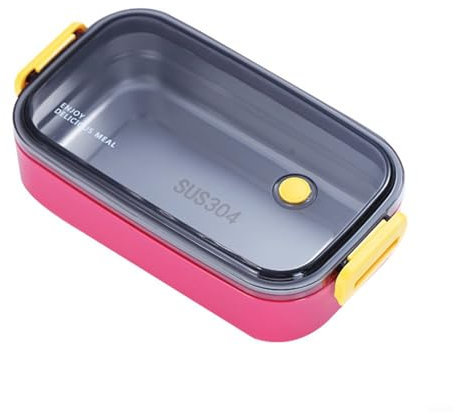 304 Cajas de almuerzo de acero inoxidable Capas Microondables Rejillas portátiles Contenedores de almacenamiento de alimentos (una sola capa roja)