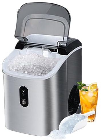 CHANGLKJ Nugget Ice Machine, Countertop Pebble Ice Maker with Self-Clean Function, 34 Lbs/Day, 40db Quiet Operation, For Home/Kitchen/Office/Party/RV/Coffee Bar