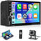 Rimoody Autoradio 2 Din con Senza Fili Carplay,7 Pollici 2 Din Radio Auto Bluetooth con Schermo HD con Android Auto Mirror Link GPS Navi FM/AUX/USB/EQ/DVR Comandi al Volante Telecamera Posteriore