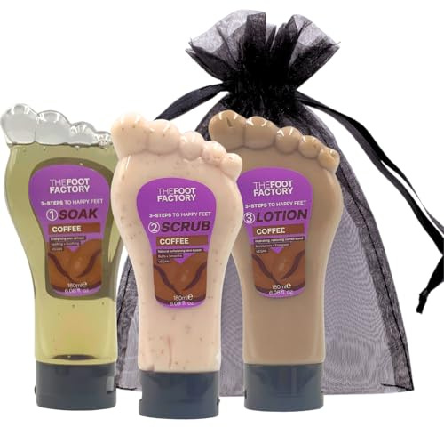 Ensemble de soak, gommage et lotion pour les pieds – Coffret cadeau de soins des pieds pour pieds secs et fatigués | Kit de spa exfoliant pour les pieds pour le trempage, le gommage et le traitement