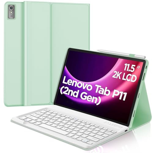 WINCHKING Tastiera per Lenovo Tab P11 (2nd Gen) 11,5 pollici - Custodia con tastiera spagnola Ñ Bluetooth wireless rimovibile per tablet Lenovo Tab P11 (2nd Gen) (verde chiaro)