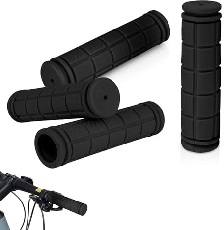2 Pair Bike Handlebar Grips Soft Rubber Non-Slip Bicycle Handle Grips Black Bike Handlebars Universal Handle Cover for Bikes