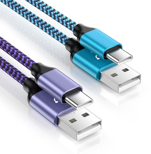 USB C Charger Cable, 2Pack 6FT/1.8M Type C Charger Cable Fast Charging, 2.4A USB A to USB C Braided Cables for Samsung Galaxy S25/S24/S23/A55/A56/A35/A34/A16/A15 iPhone 16/15 Series,Google Pixel 9/8