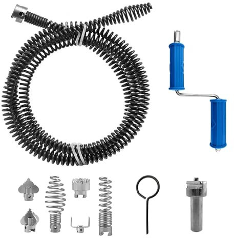 Spirale de Nettoyage Tuyaux 2 * 3 Mètres, Diamètre de la Spirale 12mm avec Adaptateurs électriques et Manuels, Arbre de Nettoyage de Tuyaux Nettoyeur de Tuyaux Efficace pour Cuisine et Salle de Bain