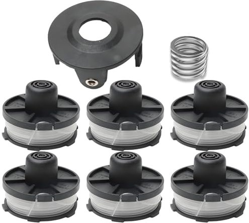 6 pièces Bobines de fil de rechange pour coupe-herbe,2 ressort,2 couvercle bobine,Compatible avec Makita,Remplacement 18V dur181/RF/Z,195858-1/196145-9 Tondeuse à gazon bobine filetée de rechange pour