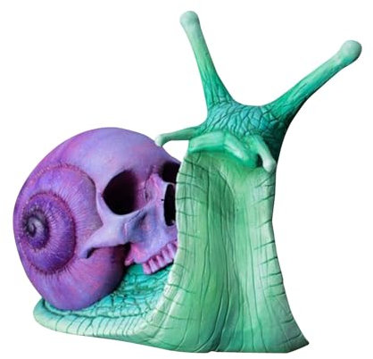 Stgbcst Schädel Schnecke Statue Halloween Garten Ornamente Schädel Skulptur Gothic Kreative Harz Handwerk Dekofigur Schnecke Halloween Schädel Schnecke Statue (Himmelblau)