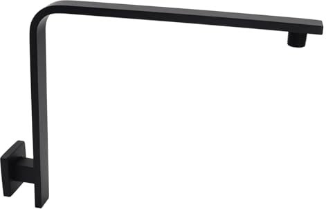 GUYTRM Rise Shower Arm and Flange, 10.5 Inch, Solid Brass, Square, Gooseneck Raised Shower Head Arm W/Escutcheon, Both Soldered lingli(Matte Black)