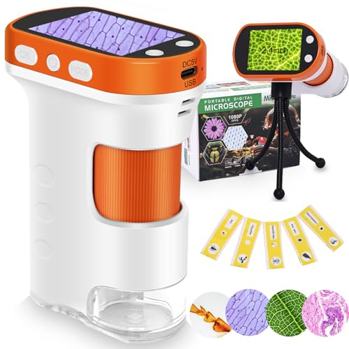 Microscope for Kids,100X-1000X Magnifications Digital Microscope-with 2.4”LCD Screen,Photo & Video Recording Functions.Suitable for Student Indoor & Outdoor Exploration