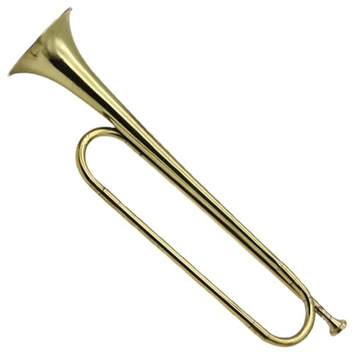 Trompeteninstrument - B Flat Bugle Horn | vergoldetes Messing, tragbares Blasinstrument mit klarem Ton, Signalhorn, Musik für Anfänger, Kinder, Schülerband, Praxis oder Parade | Blasinstrument mit klarem Ton, Signalhorn, Musik für Anfänger, Kinder, Schülerband, Praxis oder Parade