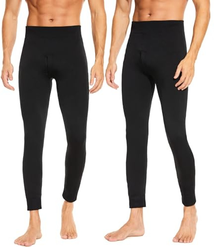 SIMIYA Lange Unterhosen Herren Winter Thermo Weichem Innenfleece Leggings | Lange Unterhose Männer mit Eingriff Bottoming Stretchbund Winddicht Thermounterhose