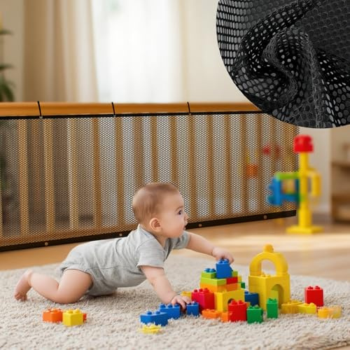 ROEOWENE Kinder Sicherheitsnetz Treppe,3mx0.9m Treppenschutznetz für Kinder Baby Balkonnetz Treppengeländer Sicherheitsnetz Terrassenschutznetz Treppe Geländer Zaun Mesh für Haustiere Safety Net Kids