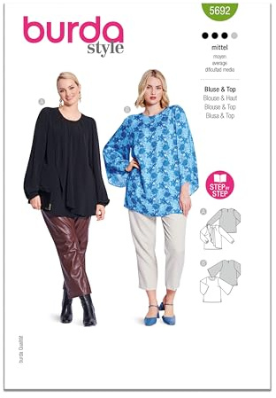 Burda Sewing Pattern X05692BURDA Burda Style Pattern 5692 Misses' Blouse and Shirt 20-34 (46-60)