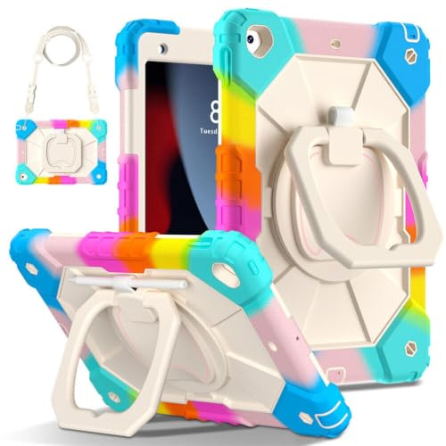 Custodia per iPad 10a generazione 10.9 2022 (colore: blu colorato) custodia con supporto integrale rigida posteriore rigida in silicone + cinturino