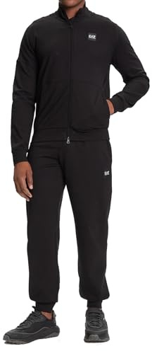 EA7 Emporio Armani Sportanzug für Herren, Jacke mit Reißverschluss und Jogginghose, Schwarz