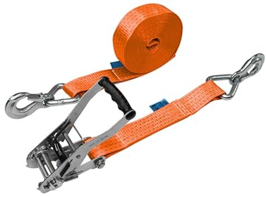 LoadCare Ratschenzurrgurt mit Karabinerhaken – 5 Tonnen Spanngurt, 8m, GS geprüft (Orange, 1)