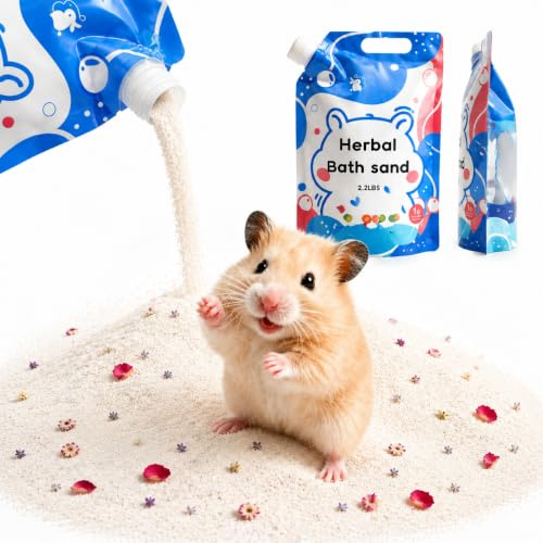 Meow&Woof Hamster Sand, 1KG Chinchilla Badesand mit Blütenduft, Natürlicher Wüstensand für Hamster Sandbad, staubarmer Badesand für Chinchillas, Rennmäuse, Goldhamster und Kleintiere