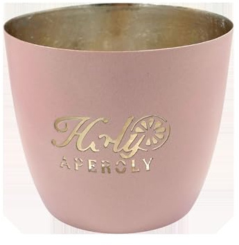 Party Windlicht Baltic – Metall, Schriftzug – Holy Aperoly, rosé, Champ. | 10 x 10 x 8,5 cm – für Teelichter & Stumpenkerzen – Haus, Garten, Balkon, Terrasse – Licht- & Schattenspiele – Seaside No.64