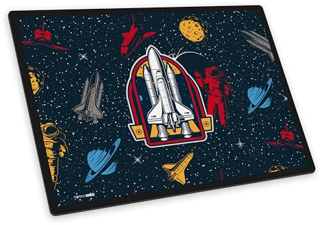 itenga Schreibunterlage – Schreibtischunterlage mit Motiv Rennauto Serie „Nitron“ Racing abwischbar & rutschfest, glatte Oberfläche, 40×53 cm (Weltraum)