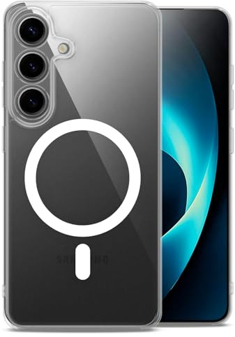 ONEFLOW Nova Case für Samsung Galaxy S24 Hülle mit Kameraschutz Transparent, kompatibel mit MagSafe, Handyhülle Durchsichtig Back Cover, Magnetring für induktives Laden