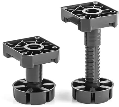 woplus 4er Set Sockelfüße höhenverstellbar 125–195 mm | Küchenfüße Set extrem belastbar bis 1800 kg (450 kg/Fuß) | Stabile Möbelfüße für hohe Unterschränke & Werkbänke | Kunststoff (PP), Schwarz