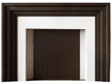 Manteau de cheminée Cadre de cheminée classique en bois massif avec cadre marron foncé et bordure blanche
