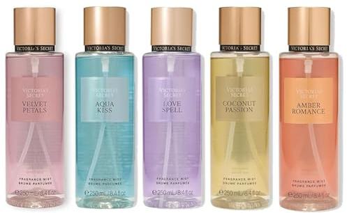 Victoria's Secret - 5 x Sprühnebel Körper 250 ml – Amber Romance/Coconut Passion/Love Spell/Aqua Kiss/Velvet Petals