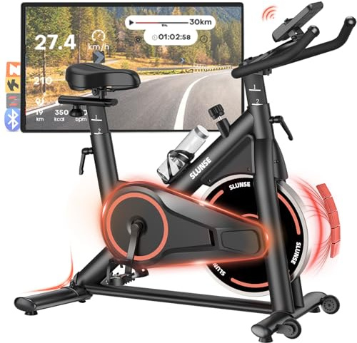 Exercise Bike for Home Use, Quiet Magnetic Resistance Spin bike with Smart APP, Home Gym Equipment Stationary Bike, Indoor Cycling Bike with LCD Display, Tablet Holder, 180KG Weight Capacity