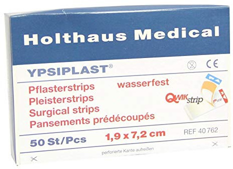 Ypsiplast Pflasterstrips, wasserfest, Schachtel mit 50 Stück 1.9 x 7.2 cm