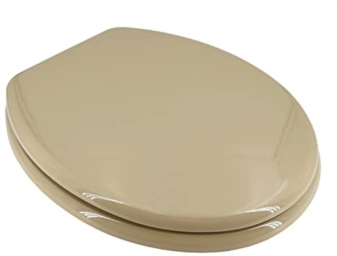 ADOB WC Sitz Klobrille Holzkern Farbe Bahama Beige, extrem stabil, messing verchromte Scharniere, WC-Brille WC-Deckel, 85075