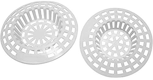 Fackelmann Abflusssieb TECNO, Ausgussfilter aus Kunststoff, Haarsieb in 2 verschiedenen Größen (Farbe: Weiß), Menge: 2 Stück