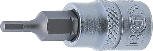 BGS 2740 | Bit-Einsatz | Innenvierkant 6,3 mm (1/4) | Innensechskant 3/32 | Antrieb Innenvierkant 6,3 mm (1/4) | Länge 38 mm | Chrom-Vanadium-Stahl | verchromt, matt | mit Rändelung