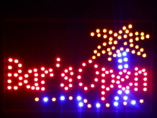 nled107-r Bar is OPEN Plam Tree Beer LED Neon Sign (40.6cm x 25.4cm) Neonlicht Lichtwerbung