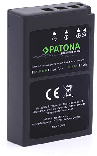 PATONA Premium Ersatz für Akku Olympus BLS-5 BLS-50 (echte 1100mAh) mit Infochip - Olympus Stylus 1 PEN E-PL2 E-PL3 E-PL5 E-PL7 E-PL6 E-P3 E-PM1 E-PM2 OMD E-M10 und E-M10 Mark II