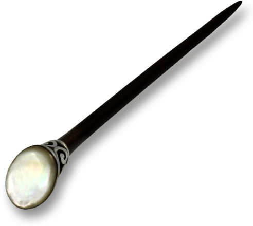 ISLAND PIERCINGS Haarnadel Haarstab Handarbeit aus Holz mit Perlmutt und Edelstahl, 18cm, HN204