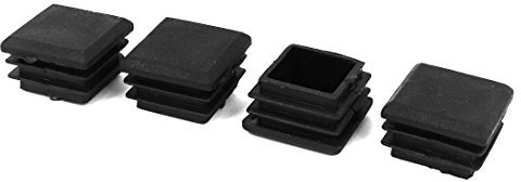 Sourcingmap 4 Pcs Black Plastic 25x25mm Pipe Blacking End Caps Insert Plugs Square