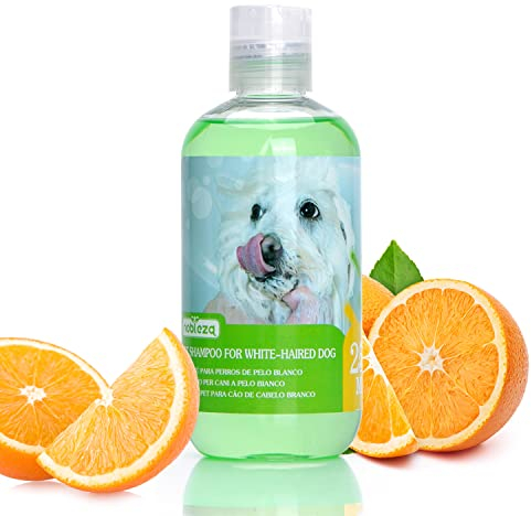 Nobleza Hundeshampoo weißes Fell - Optimale Fellpflege bei hellem & weißen Fell,Hundeshampoo für Weisse Hunde Hund Shampoo Malteser, Havaneser und Bichon 250ml