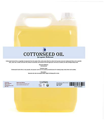 Mystic Moments | Baumwollsamen -Trägeröl 5 Liter - reines & natürliches Öl perfekt für Haare, Gesicht, Nägel, Aromatherapie, Massage und Ölverdünnung Veganer GVO frei