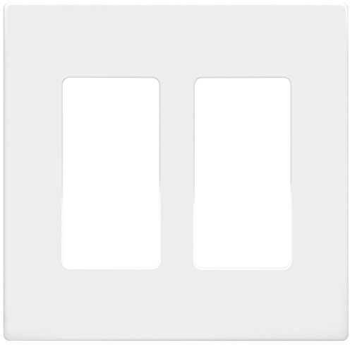 ENERLITES - SI8832-W-STICKER Screwless Decorator Wall Plates Child Safe Outlet Covers, Size 2-Gang 4.68 H x 4.73” L, Unbreakable Polycarbonate Thermoplastic, SI8832-W, Glossy, White