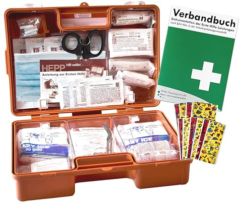 First Aid Box Nursery DIN 13157 for Businesses with Child-Friendly Plaster/Bandage Book K15 L