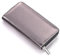 Damen Geldbörse weich im Metallic-Look mit Reißverschluss Portemonnaie in Grau 20 x 10 x 2,5 cm