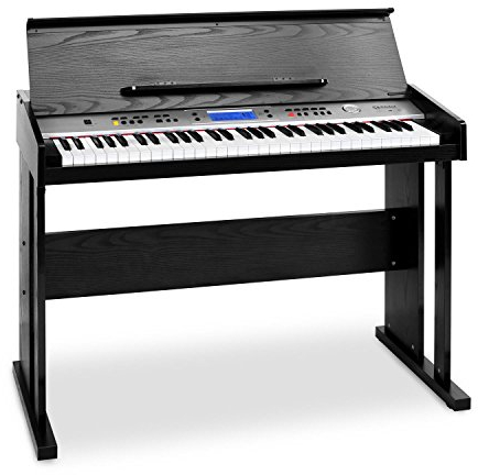 Schubert Carnegy-61 - Keyboard, E-Piano, 61 Tasten, 100 Rhythmen, 136 Instrumente, 8 Demosongs, Aufnahme-Funktion, Lernfunktion, Stereo-Lautsprecher, Kopfhörer-Ausgang, Doppelfunktion, schwarz