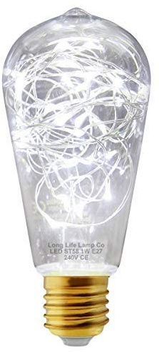 Long Life Lamp Company 1w ST58 LED Industrial Decorative Light Bulb Coloured Fairy String Filament E27 (White)