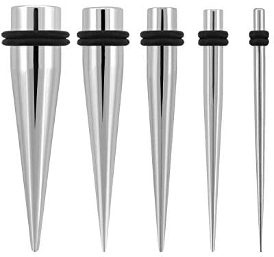 PiercingDoc Dehnstab für Tunnel 2er Set Chirurgenstahl Taper Silber 6mm