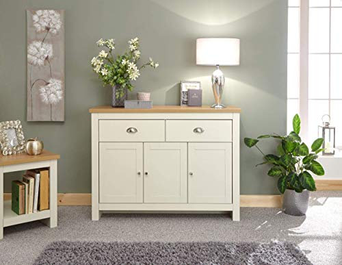 Lancaster Cream & Oak Coloured Occasional Range - Tables Sideboard TV Units#LARGE SIDEBOARD CREAM
